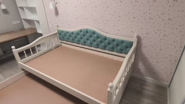 Софа Vita Mia Белецца 120x210, Доп спальное место 90х200, Слоновая кость /Ткань Galaxy 13 бирюзовый