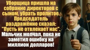 Жизненные истории. Аудиорассказ слушать.  Уборщица пришла на собрание директоров с сыном, убрать