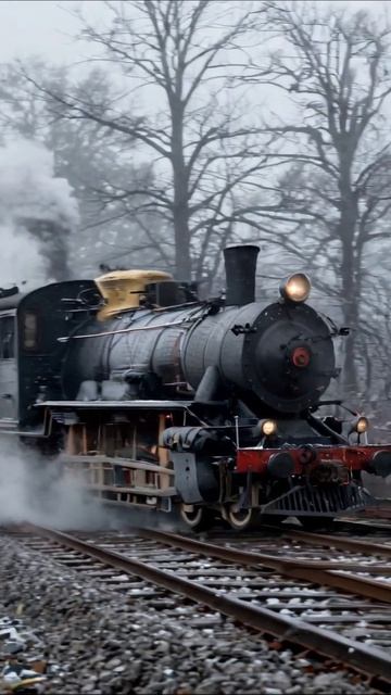 Зимняя магия: паровоз в тумане #паровоз #буквально #зима