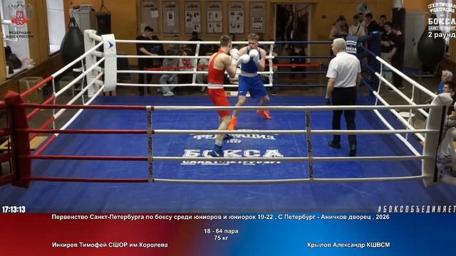 64 75 кг Инкирев Тимофей СШОР им.Королева Крылов Александр КШВСМ