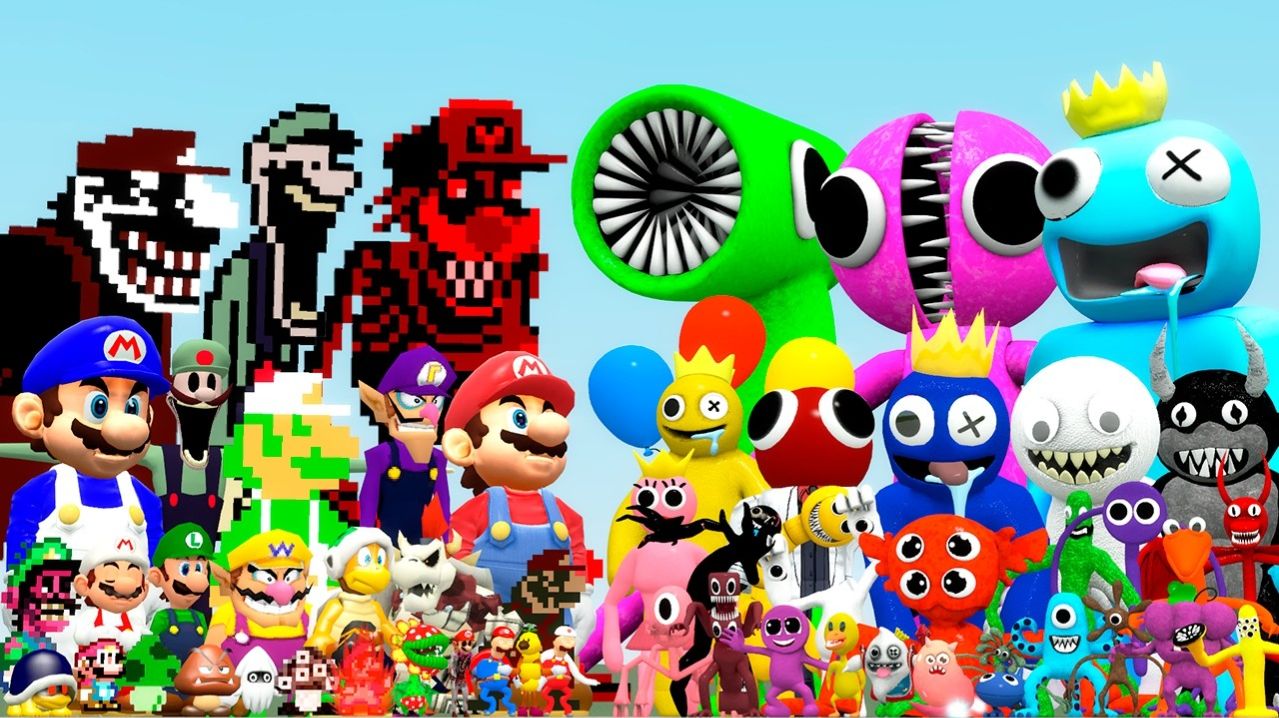ALL CURSED MARIO FAMILY VS RAINBOW FRIENDS CHARACTERS Garrys Mod