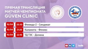 Матчи Чемпионата GÜVEN CLINIC Любительской мини-футбольной лиги Крыма в Высшем и Втором дивизионах