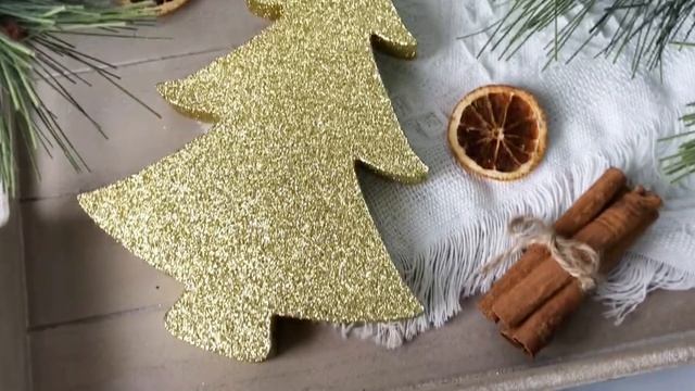 Елочное украшение ЁЛОЧКА ДВУХЦВЕТНАЯ с блестками, пеноплекс, золотая, 25 см, Е2-250-зол