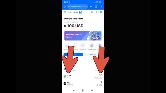 WhiteBird как вывести криптовалюту? Переводим с ByBit! Вывод на карту и оплата по QR коду!
