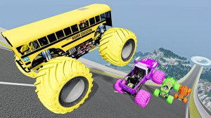 МУЛЬТИКИ ПРО МАШИНКИ Эпические прыжки и столкновения на скоростном монстр-траке Beamng Drive #127