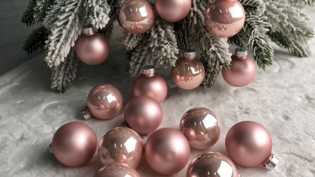 Стеклянные шары ДЕЛЮКС МИНИ матовые и глянцевые цвет: нежно-розовый 35 мм упаковка 16 шт. 010341