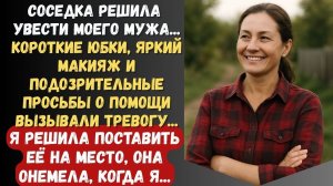 Соседка решила  увести моего мужа, короткие юбки, яркий макияж и подозрительные просьбы о помощи...