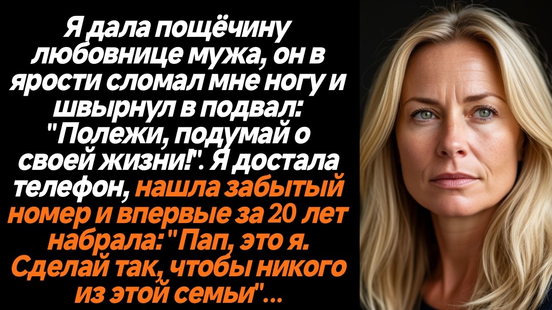 Жизненные истории/Я дала пощёчину любовнице мужа, он в ярости сломал мне ногу и швырнул в подвал: 