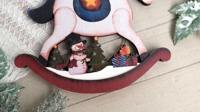 Ёлочная игрушка ЛОШАДКА-КАЧАЛКА БОНСЕ дерево 18 см 53-9816