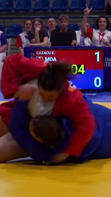 Evelina CAZACUMDA and Gabriele DOLGOVAITELTU face off at the European SAMBO Championships 2025