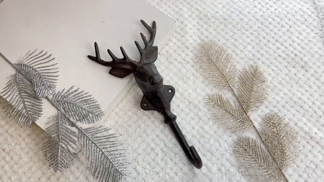 Декоративный настенный крючок ОЛЕНЬ СЕРФ металл 24 см 2020704