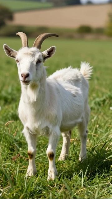 Очаровательная козочка на зеленом пастбище козы животные природа