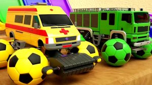 Уличные транспортные средства учат цвета с помощью шариковой шины - Детские стишки и песенки