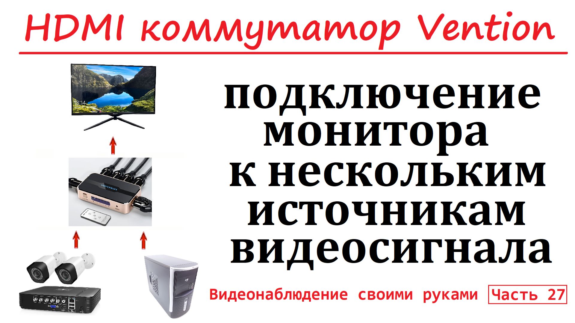 Часть 27. Подключение монитора к нескольким источникам видеосигнала. Видеонаблюдение своими руками
