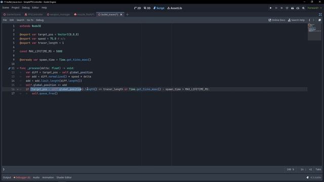 Урок по вспышке выстрела и трассерам пуль в Godot 4.3