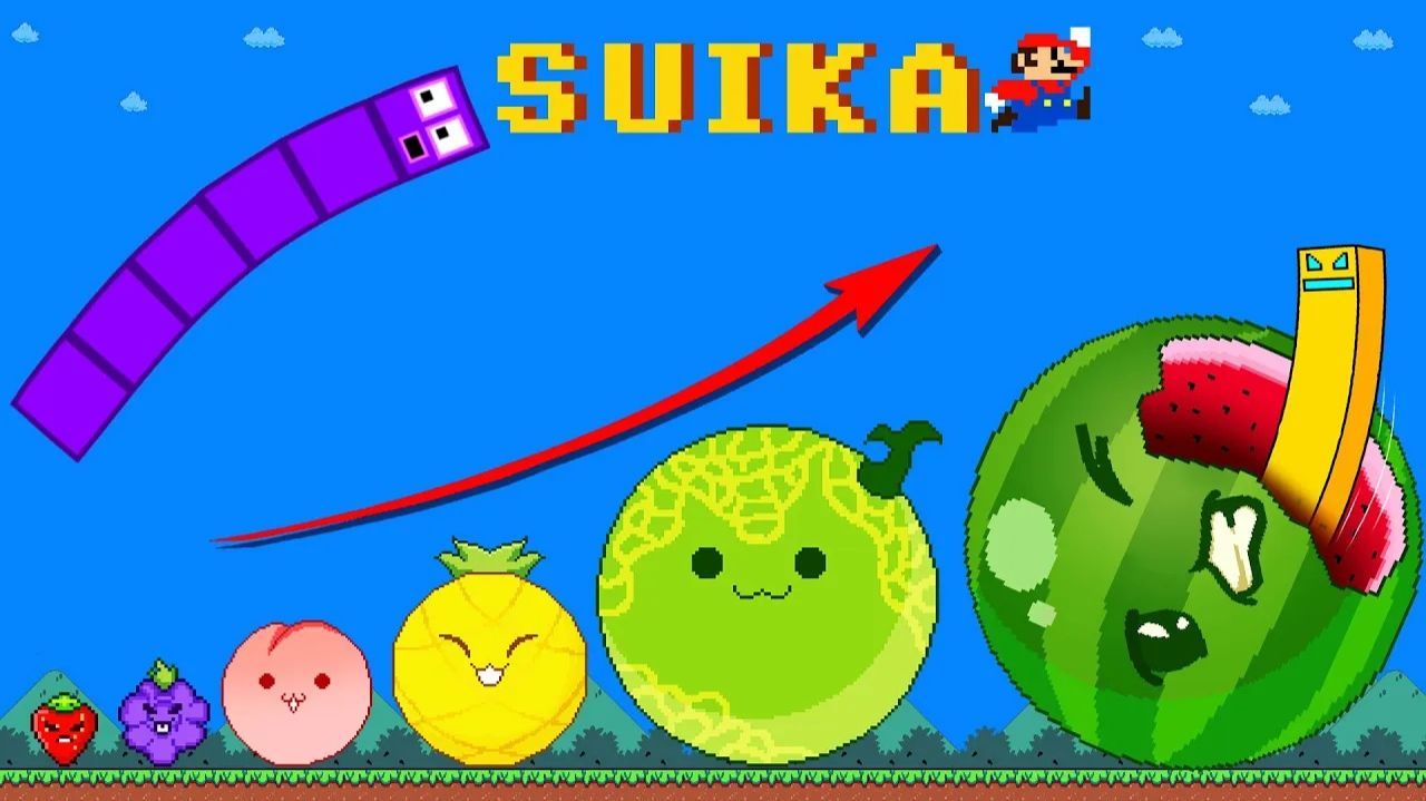 😱🍉 МАРИО И GEOMETRY SNAKE ПЫТАЮТСЯ СБЕЖАТЬ ОТ ЭВОЛЮЦИИ SUIKA