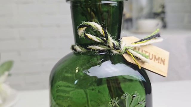 Декоративная ваза-бутыль ТЁПЛАЯ ОСЕНЬ стекло оливковый 19 см AC7110650-2