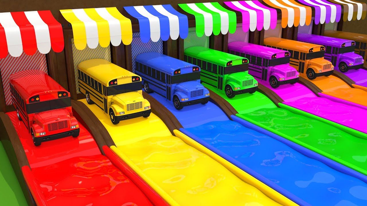 Учим цвета для детей. Уличные транспортные средства. Игрушки для детей. Цветные водные бассейны.