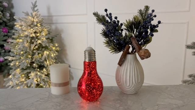 Светильник ЛАМПА НАКАЛИВАНИЯ, красный, 10 тёплых белых микро LED-огней, 18 см, батарейки, ABZ200830