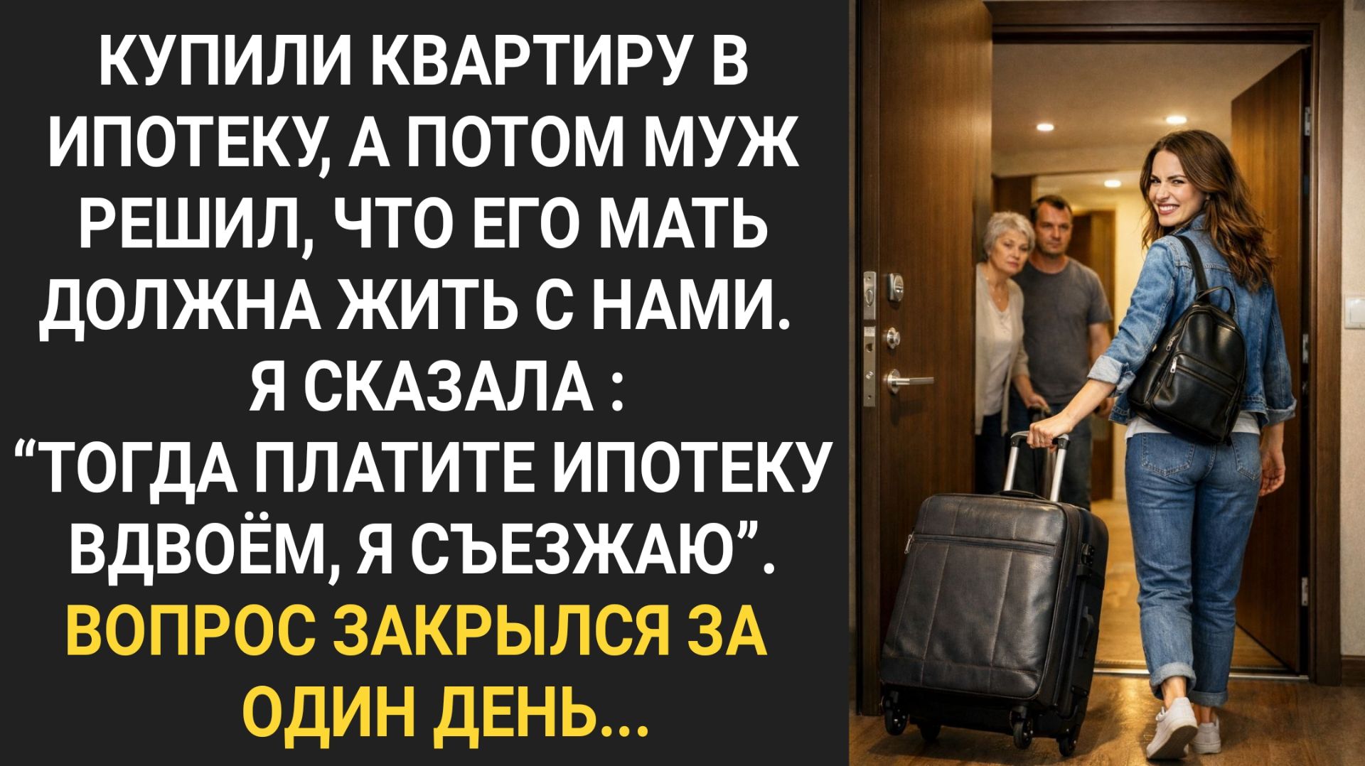Купили квартиру в ипотеку а потом муж решил что его мать должна жить с нами.