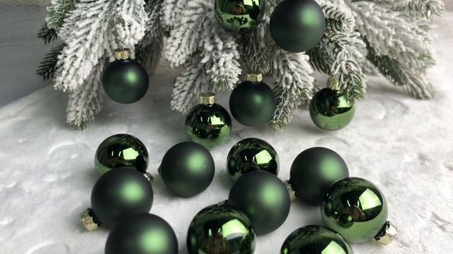 Стеклянные шары ДЕЛЮКС МИНИ матовые и глянцевые цвет: зеленый 35 мм упаковка 16 шт. 010363