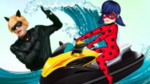 ЛЕДИ БАГ И СУПЕР КОТ НА ВОДНЫХ МОТОЦИКЛАХ! 🏍️💦 Барби расстроилась из-за Кена и стала ЗЛОЙ! 😱🐞