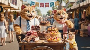 Тирамису-приключение кошачьей семьи! 🍰 Из уютной кухни в шумный рынок 💖