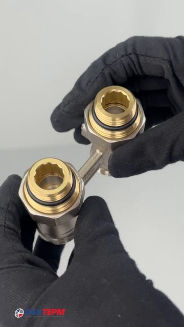 Узел (кран-бинокль) С НИППЕЛЯМИ для подключения радиатора прямой ШАРОВЫЙ TIM