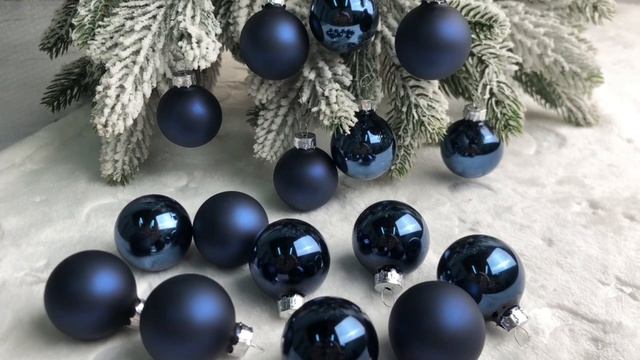 Стеклянные шары ДЕЛЮКС МИНИ матовые и глянцевые цвет: синий 35 мм упаковка 16 шт. 010362