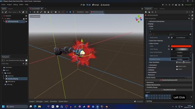 Частичный эффект вспышки выстрела оружия — Урок по Godot 4.3