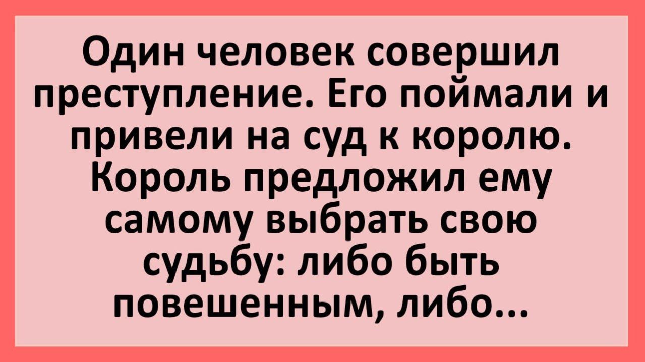Анекдоты  Король предложил преступнику выбрать свою судьбу...  Анекдоты смешные  Юмор