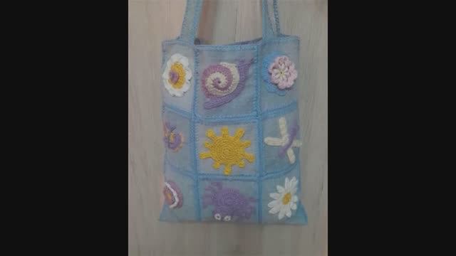 Сумка своими руками: джинсовая ткань  аппликации крючком