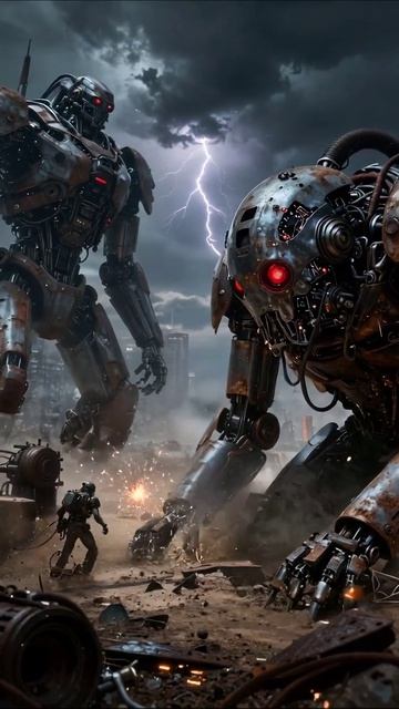 Механическое сражение в постапокалиптическом мире роботы фантастика экшн
