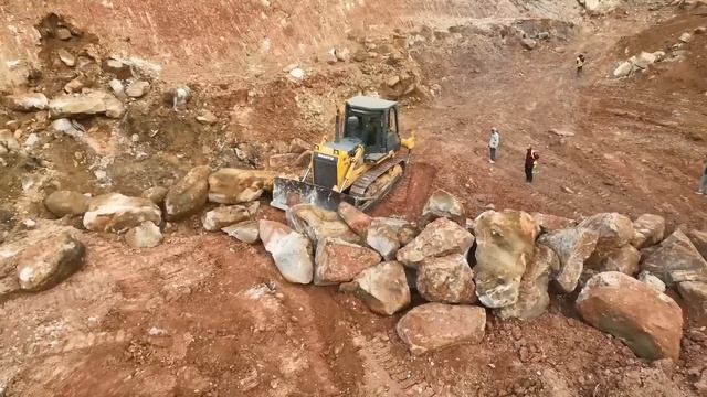OMG!! Massive Bulldozer Excavator Huge Rock Moving Clearing Basic Mountain Road Construction