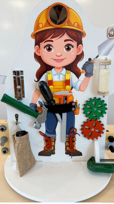 Бизиборд «Лучший по профессии». Строитель (двусторонний с поворотным механизмом и конструктором)