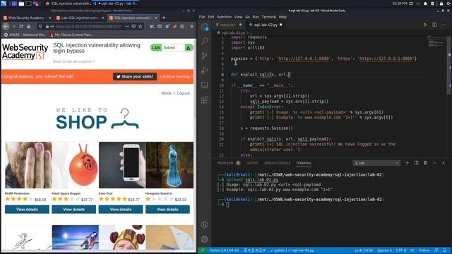 03. Lab 2 - SQL Injection Vulnerability Allowing Login Bypass