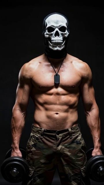 Сила в маске: тренировка с гантелями фитнес тренировка напряжение