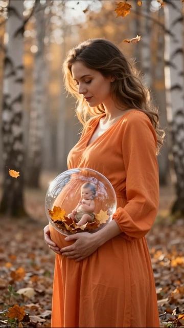 Красота материнства в осеннем лесу материнство осень фотосессия