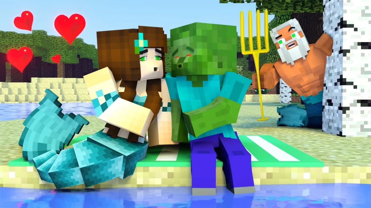 НУБ против ПРОФИ против БОГА: История любви русалки. Майнкрафт Мультик