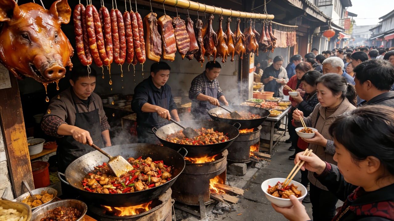 Китай. Здесь представлено более 50 видов уличной еды.