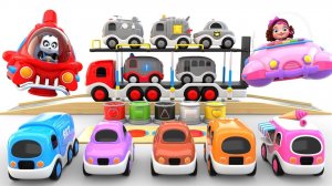 Пинки и Панда весело играют в раскрашивание транспортных средств - Мультики для детей и малышей