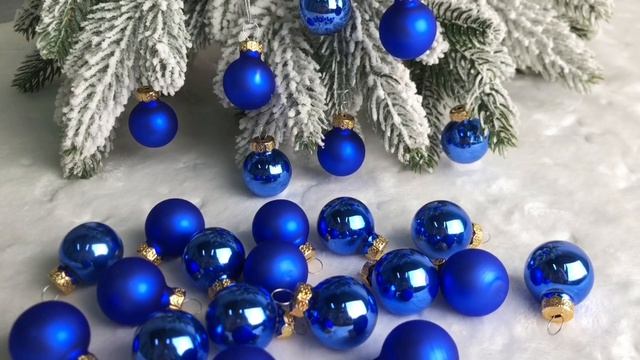 Стеклянные шары ДЕЛЮКС глянцевые и матовые, цвет: королевский синий, 25 мм, упаковка 24 шт., 010510