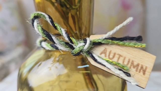 Декоративная ваза-бутыль ТЁПЛАЯ ОСЕНЬ стекло охровая 19 см AC7110650-1