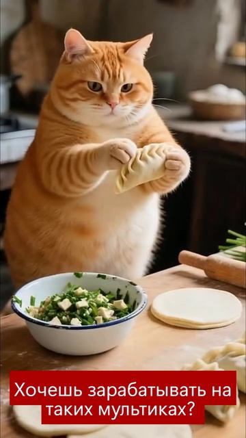 Рыжий кот - повар нейросети мультики рыжий кот