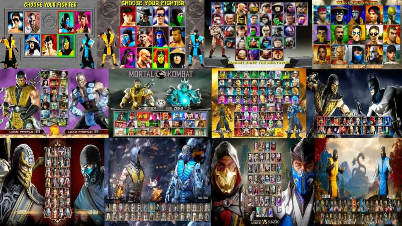Mortal Kombat: Эволюция экранов выбора персонажей (1992 - 2025)