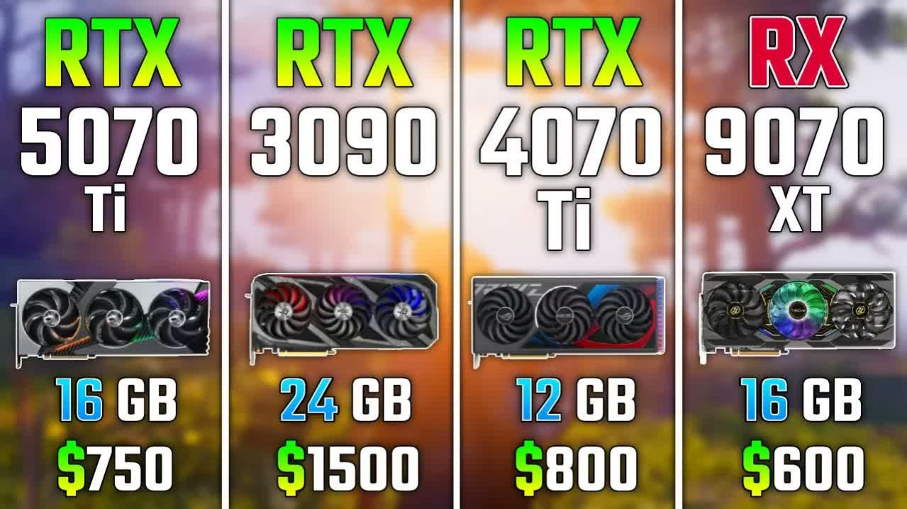 RTX 5070 Ti vs RTX 3090 vs RTX 4070 Ti vs RX 9070 XT | 7 игр | i9-13900K | 4K