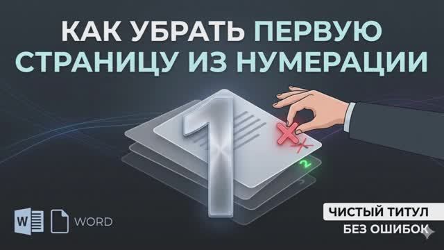 Как убрать первую страницу из нумерации в Word?