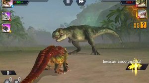 Прошла три схватки с сильными соперниками, сражения и победа, « Я играю в Jurassic world the Game »