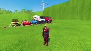 Полиция пожарные и скорая помощь машинки для детей грузовики перевозят людей - синий трактор