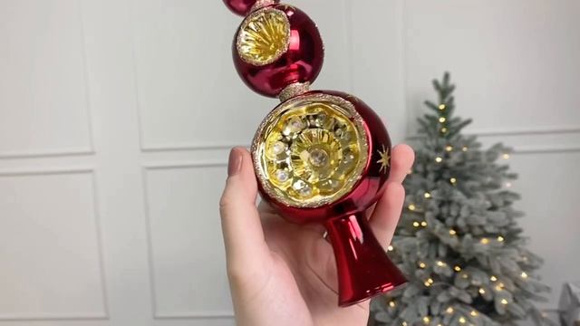 Ёлочная верхушка СТИПЛ стекло красная 30 см ABT634700-1